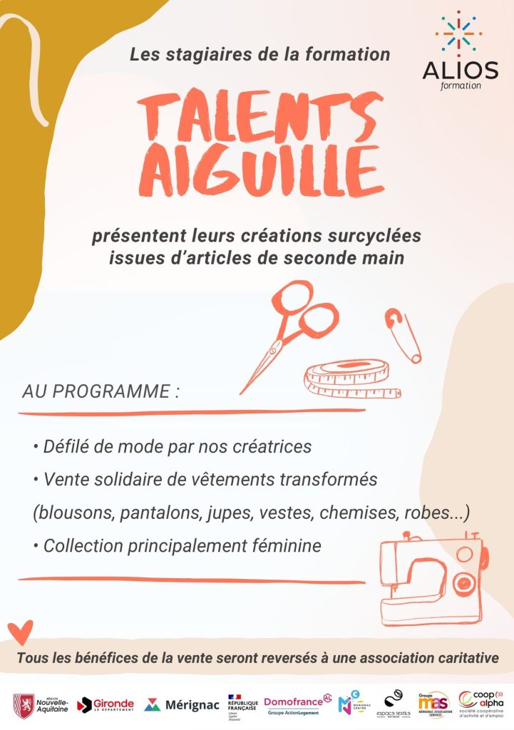 Programme du défilé et de la vente caritative "Talents Aiguille"